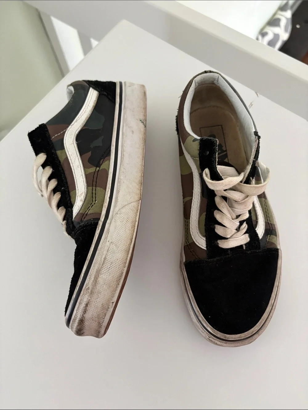 Vans Kids Old Skool Camo Black and Green Low-Top Sneakers